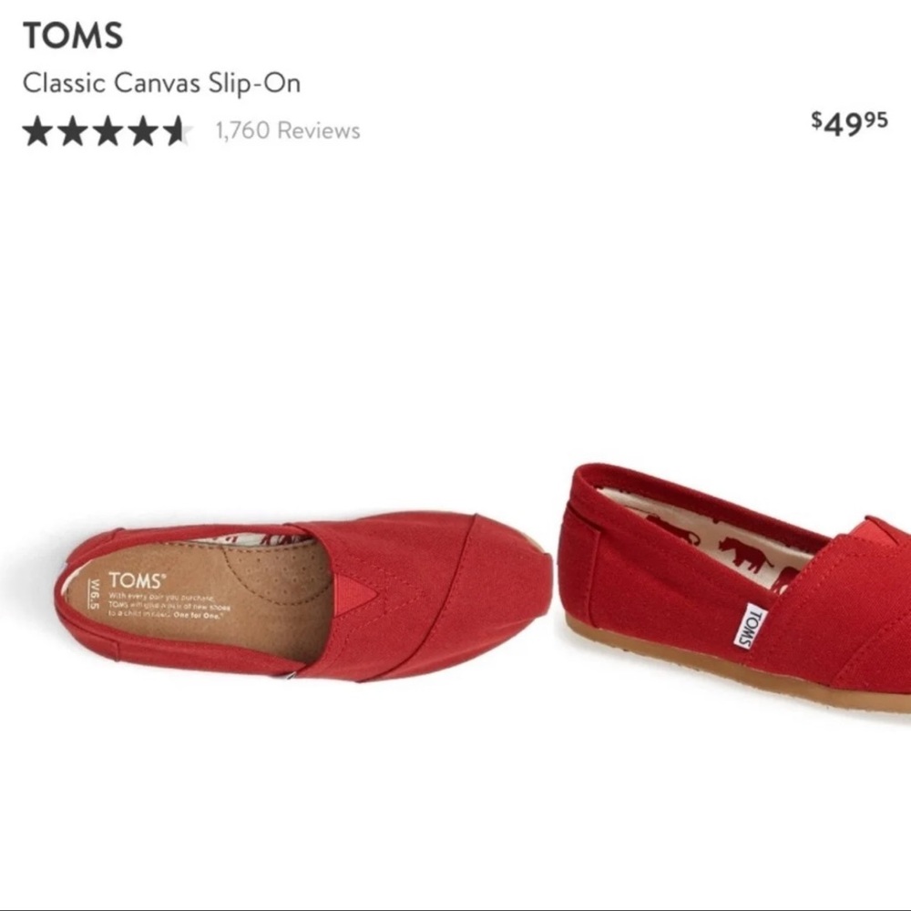 TOMS Classic Red Alpargata 7.5
